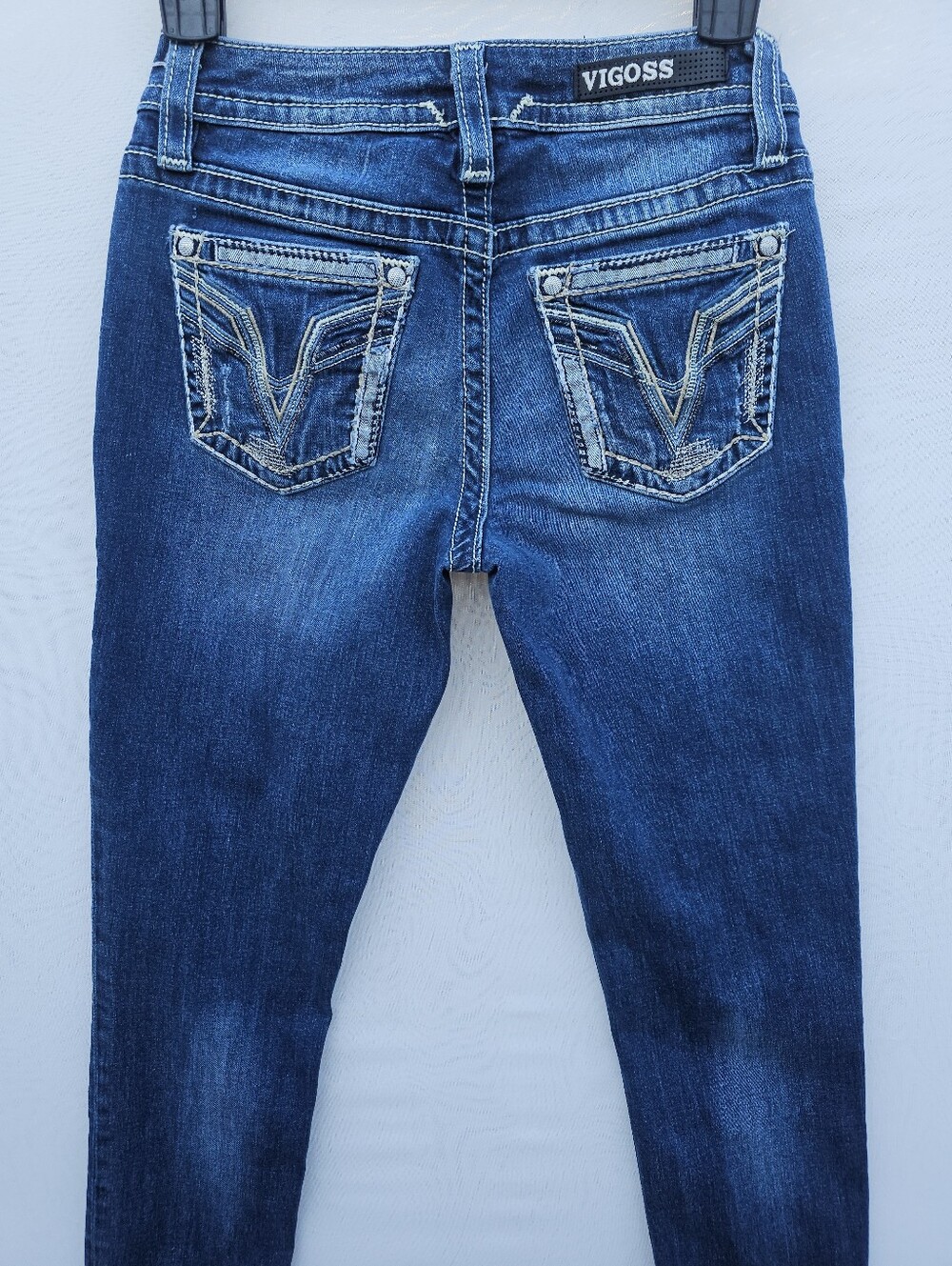 Vigoss Heritage Fit Capri Jeans Size 0 (25" Waist) Dark Wash Thick Stitching - Picture 7 of 15